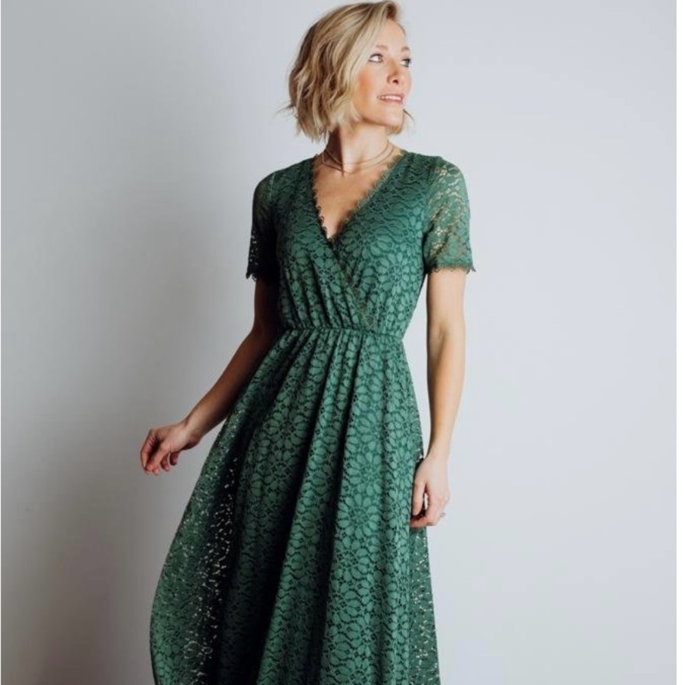 Baltic born green lace maxi dress